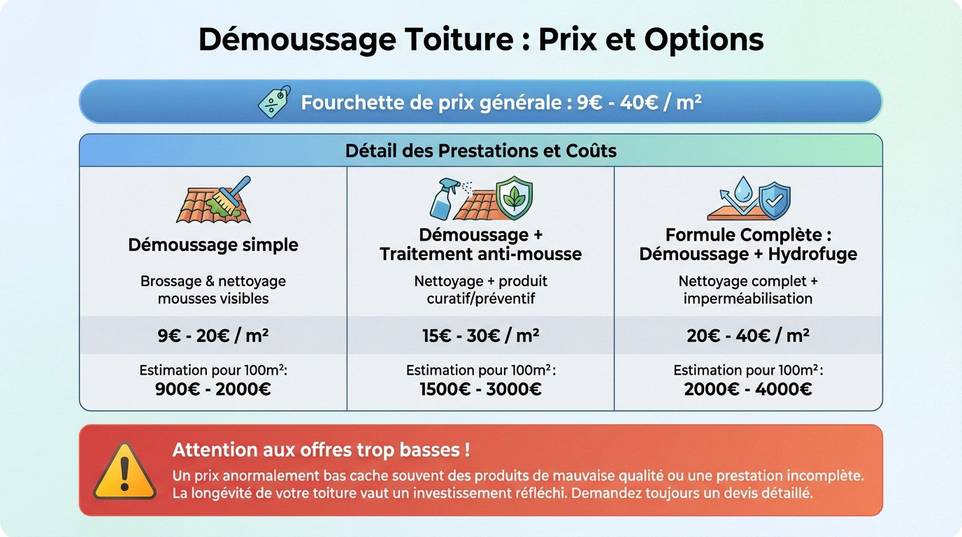Comparatif des prix et options pour le démoussage de toiture en 2025