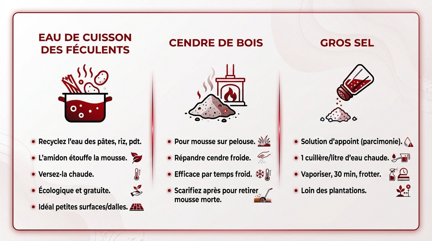 Application d'une solution naturelle pour éliminer la mousse du jardin sans produits chimiques