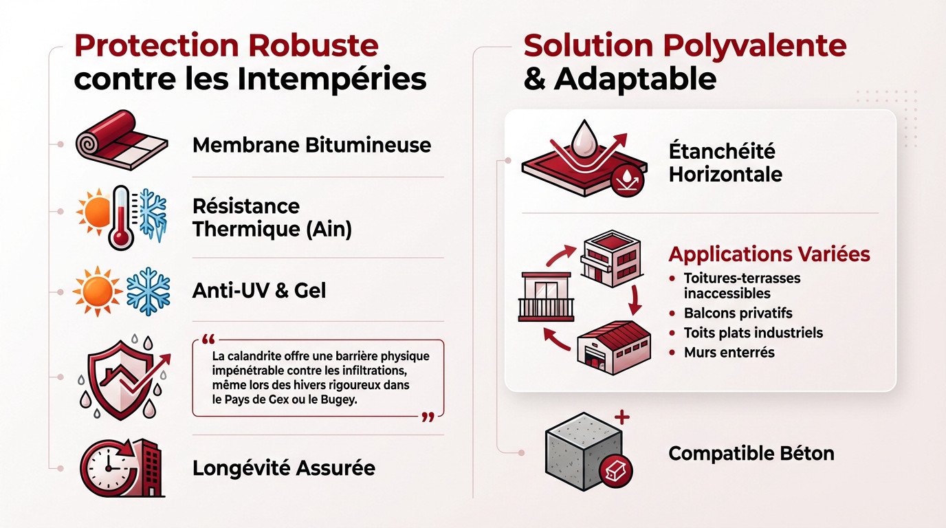 Application de rouleaux de calandrite sur toiture plate