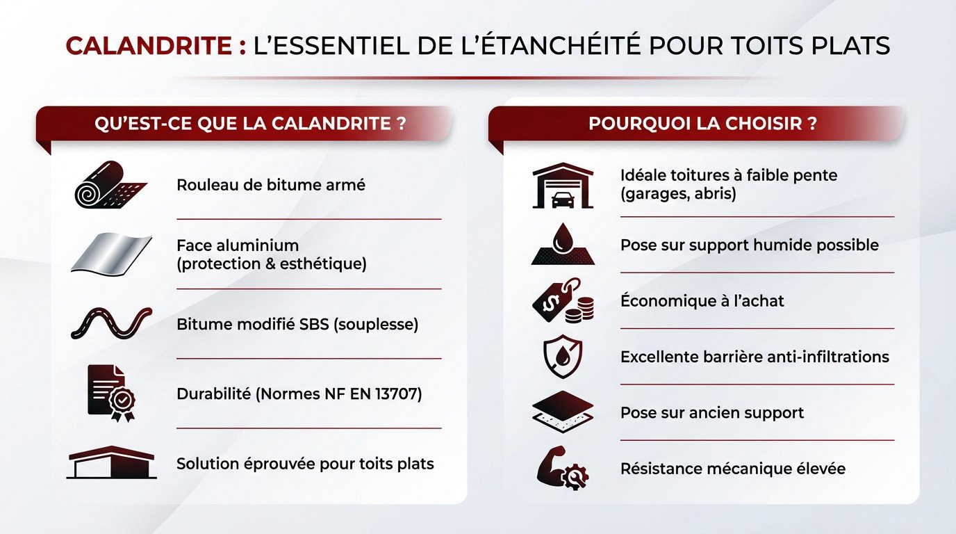 Rouleaux de calandrite bitume armé pour l'étanchéité des toitures plates