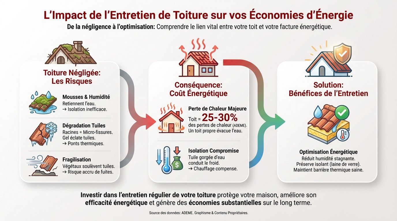 Toiture propre et entretenue favorisant l'isolation thermique et réduisant la facture énergétique