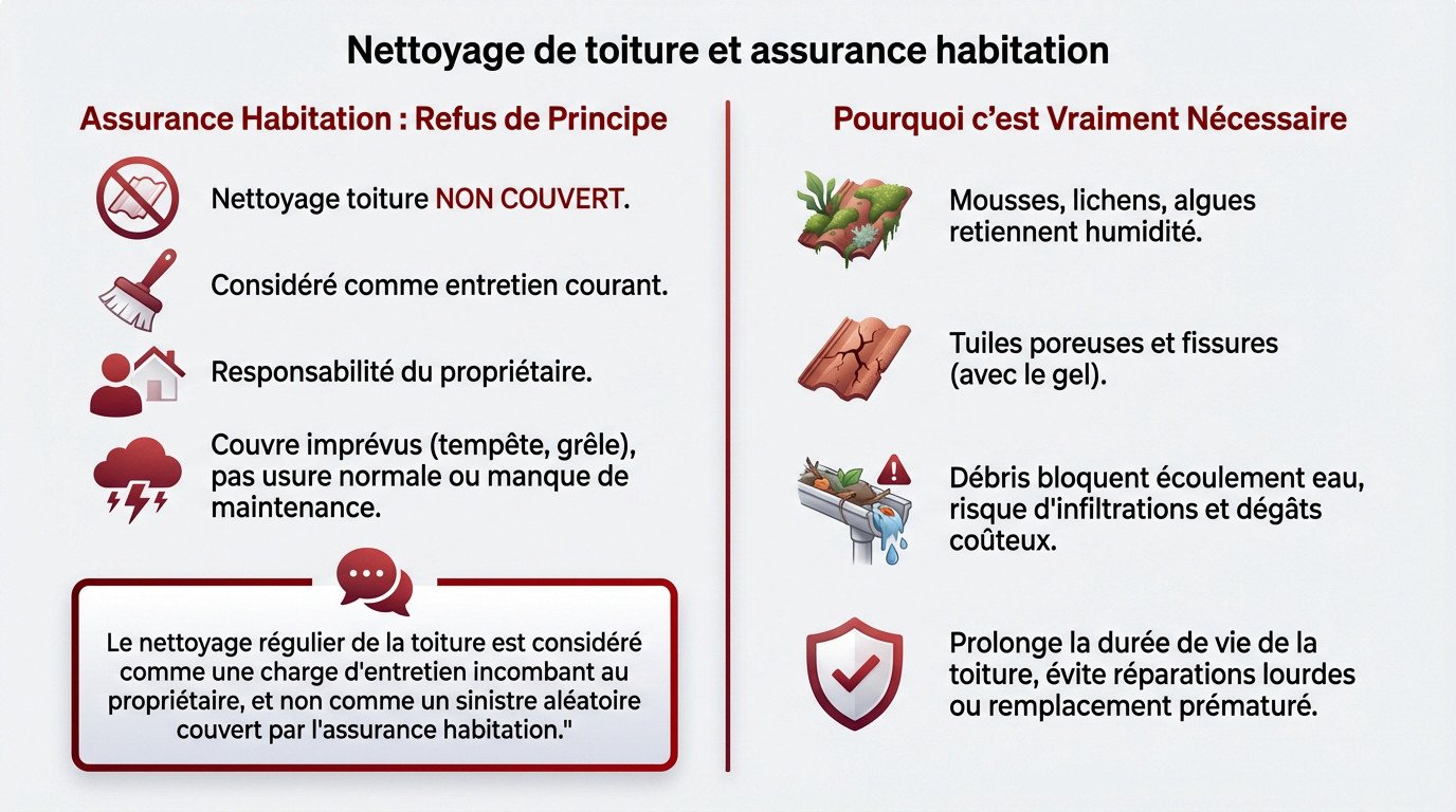 Nettoyage de toiture et couverture assurance habitation : ce qu'il faut savoir