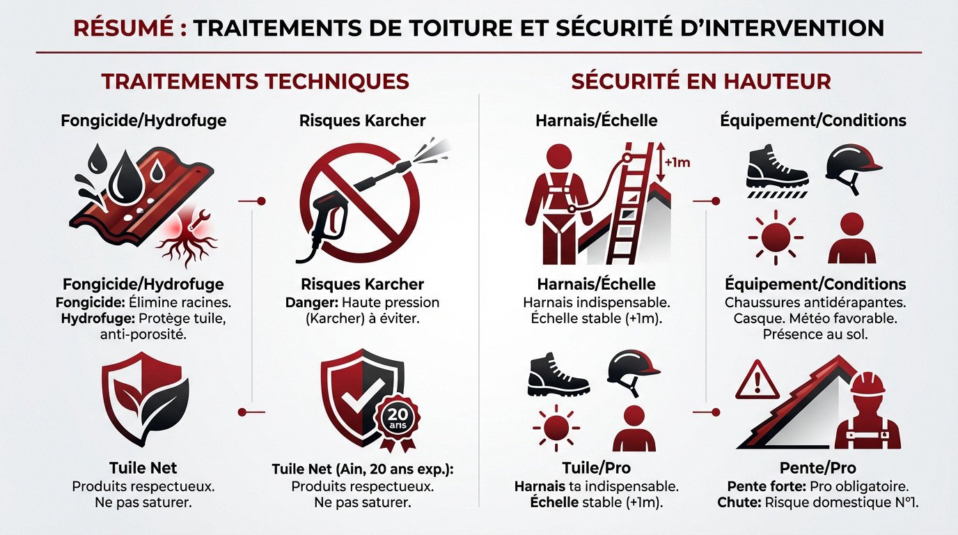 Schéma récapitulatif des traitements de toiture et équipements de sécurité
